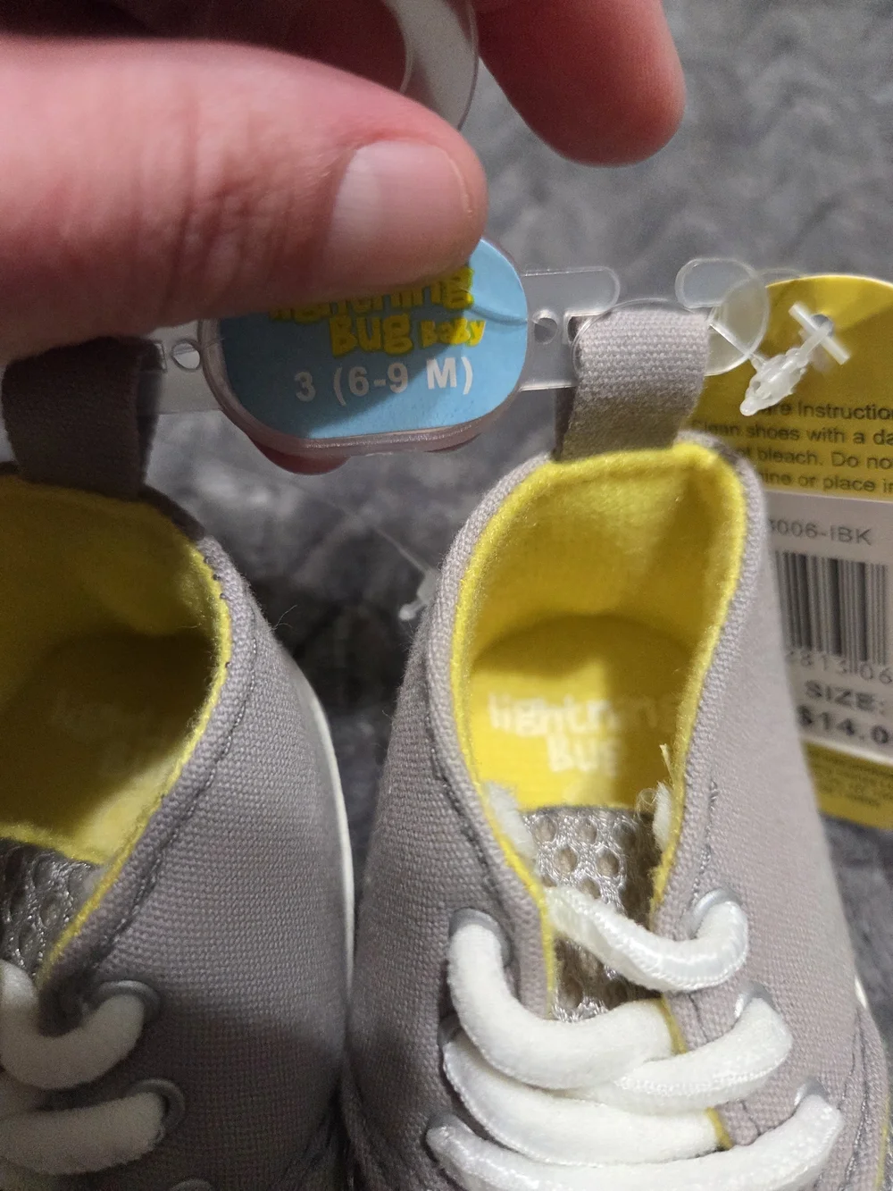 Lightning Bug Baby Gray & Yellow Mesh Walker Shoes